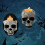 Schedel votiefkaarshouder 2-pack hars zwart wit gotisch Halloween-decor 4
