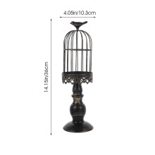 Castiçal decorativo em estilo antigo, castiçal em metal preto com topper de pássaro