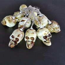 Corda de luz LED de caveira de Halloween 3m 20 luzes Luzes de corda decorativas brancas operadas por bateria