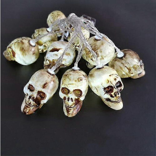 Halloween Skull LED Light String 3m 20 Lights Battery Operated White Decorative String Lights