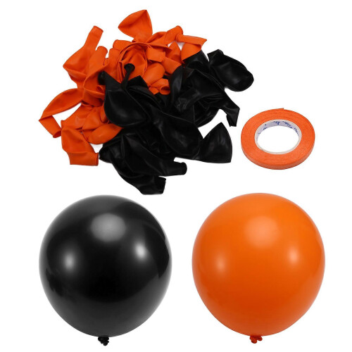 Balões de látex laranja e preto 67pcs balões de Halloween de 12 polegadas 2