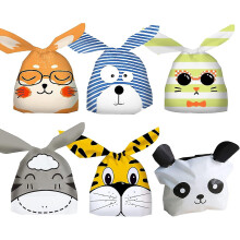 Sacs à bonbons en forme de lapin, paquet de 60 en plastique, 6 styles, 21,5x12,5cm pour biscuits