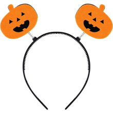Diadema de calabaza de Halloween de 3 piezas, naranja retro, elástica, tocado espeluznante para disfraz