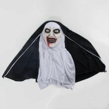 Máscara de freira assustadora de látex fantasia de cabeça cheia Halloween decoração de festa adulta