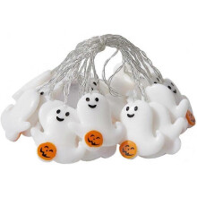 Luzes de corda fantasma de Halloween a pilhas LED 2m branco IP20 decoração externa interna