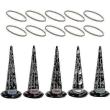 Aufblasbares Halloween-Hut-Ringwurf-Spielset, 6-teiliges PVC-Hexenhut mit Totenkopf-Kürbis-Geist-Designs für Familienfeier