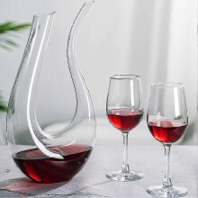Carafe à vin en verre cristal soufflé à la main, oblique en forme de U, 1500ml