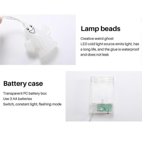 Halloween Ghost String Light 3m 20LED IP65 vedenpitävä sisä-ulkojuhlasisustus