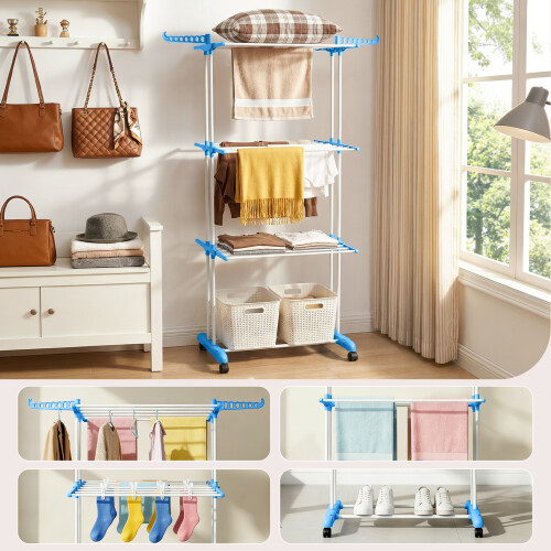 Living And Home Foldable Tower Clothes Rack 2