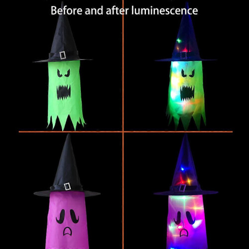 Witch Hat String Lights 6Pcs Halloween Outdoor Hanging Glowing Decor for Party 2