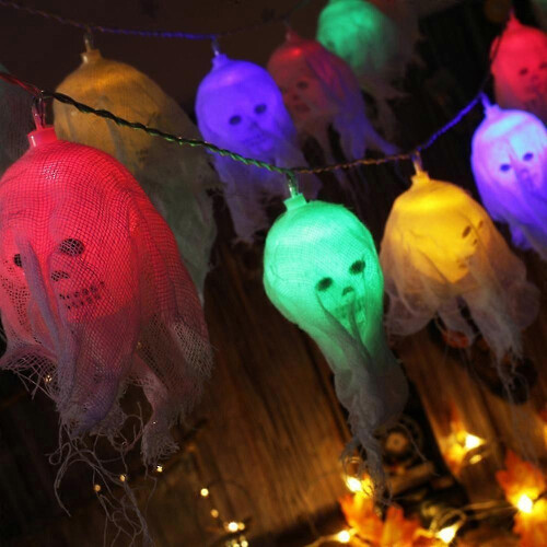 10 LED Skull Halloween String Lights Multicolor USB Powered Waterproof Indoor Outdoor Decoration 2
