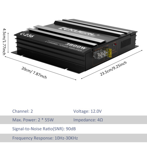 2 Wege Leistungsverstärker 12V Auto Klasse A/B