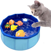 Foldable Cat Pool with Fish Toys – Portable Interactive Water Play Toy for Cats