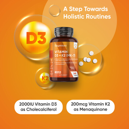WeightWorld Vitamin D3 K2 - 365 Vegan Tablets 1