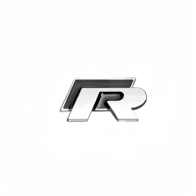 Autocollant logo R métallisé 3D (noir et argent) pour coffre arrière de voiture, emblème pour VW Golf 5
