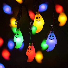 Guirlande lumineuse fantôme d'Halloween, 20 LED, 9,8 pieds, étanche, fonctionne sur batterie, 8 modes, lumières blanches