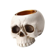 Suporte de vela crânio resina tealight copo desktop decoração de halloween 6.5x8.5x5.5cm