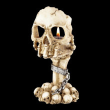 Castiçal de caveira de Halloween, esqueleto gótico, mão, castiçal de resina, 16 cm