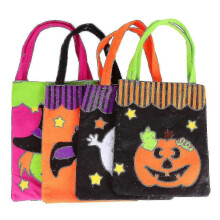 Paquet de 4 sacs à bonbons d'Halloween en tissu non tissé 10,6 x 8,1 pouces noir et orange