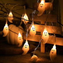 Luzes de corda fantasma de Halloween 20 LED 3m 3D Design Bateria IP44 à prova d'água interno e externo