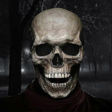 Máscara de caveira com mandíbula móvel, látex realista, cabeça inteira, fantasia assustadora de Halloween
