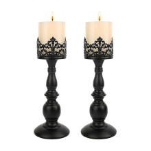 Gothic Matte Black Candelabra Set of 2, 11 inch Tall Vintage Candle Holders for Dining Table Centerpiece Decoration