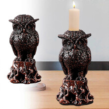 Owl Candlestick Halloween Gothic Iron Black Vintage Desktop Decorative Ornament