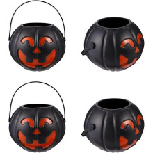 Porte-bonbons citrouille en plastique avec poignée, seau d'Halloween pour bonbons ou friandises