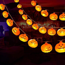 Luzes de corda de abóbora de Halloween 6m 19,8 pés 40 LEDs à prova d'água Bateria operada decoração interna externa