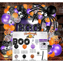 Kit arco ghirlanda di palloncini di Halloween con ragnatela, palloncini neri arancioni grigi, palloncino ragno per la decorazione della festa