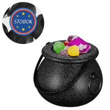 Mini chaudron de seau de bonbons d'Halloween en plastique noir avec poignée pour des bonbons ou des friandises