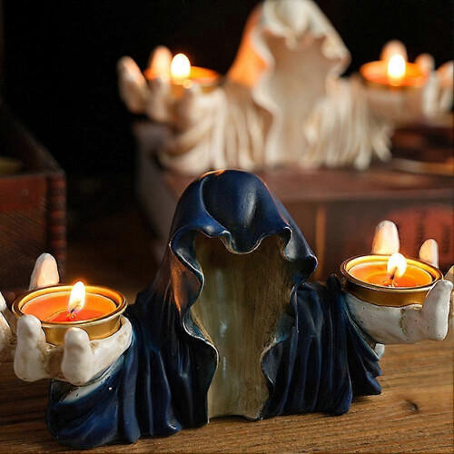 Resin Ghost Candle Holder Vintage Halloween Candlestick for Table Decor 1