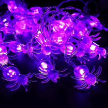 Luzes de corda de Halloween 10 pés 20 LED Aranha roxa decoração externa interna