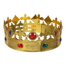 King Crown Royal Golden Plastic Stof Halloween Party Kostuum Hoofddeksels voor kinderen volwassenen