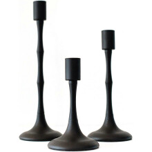 Conjunto de castiçais cônicos de 3, castiçais pretos foscos, 3 tamanhos, metal com fundo de feltro, para decoração de mesa de jantar de casamento