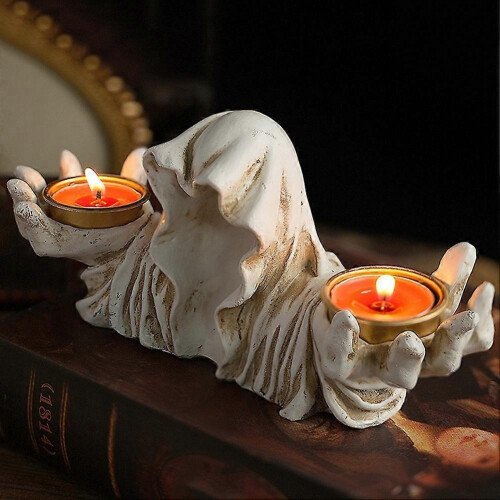 Resin Ghost Candle Holder Vintage Halloween Candlestick for Table Decor 2