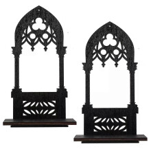 Gothic Wood Candle Holder for Tea Light, Decorative Candlestick Floor Stand Wall Lamp Window Holder
