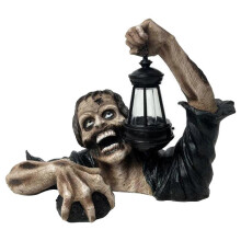 Statue de Zombie en résine avec lumière, décoration de jardin d'halloween, lanterne en résine peinte à la main, 15cm