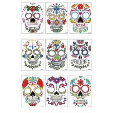 Day of the Dead Face Makeup Stickers 9 Sheets Water Transfer Paper Glow in Dark 21x15 cm Tattoos