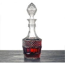 Carafe à whisky 800ml, bouteille en verre transparent sculpté sans plomb, bouchon taillé en diamant