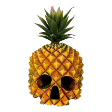 Ornement de crâne en forme d'ananas en résine, décoration d'halloween, résistant aux intempéries, peint à la main pour jardin et extérieur