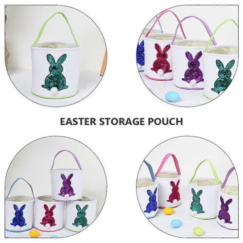 Easter Bunny Candy Basket Cotton Canvas Storage for Kids Easter Egg Hunt 2