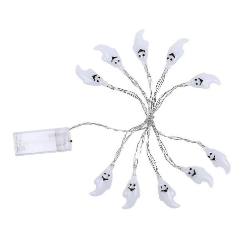 Ghost String Lights Halloween Decoration Plastic LED 10 Lights Battery Operated White Light 150cm
