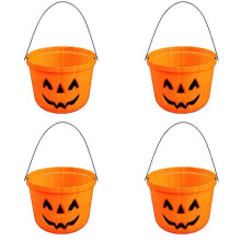Seaux de citrouille d’Halloween Ensemble de 4, seaux en plastique Jack O Lantern, conteneurs Trick or Treat