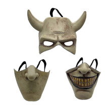 Máscara de látex assustadora de Halloween, cosplay de terror realista, aberturas para os olhos respiráveis, cinza claro