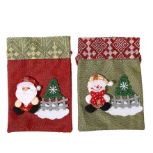 Lot de 2 sacs de Noël en toile avec cordon de serrage – 21 x 30 cm en lin polaire non tissé, pour cadeaux de fête
