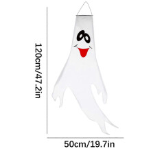 Halloween Decorative LED Light String Ghost Pendant, Polyester Taffeta, 60x120cm, Indoor Outdoor Holiday Decoration
