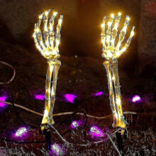 2-Pack Solar Esqueleto Crânio Luzes Cordas 40 LED Branco Quente IP65 À Prova D 'Água Ao Ar Livre Decoração de Halloween