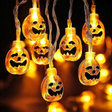 Luzes de corda de Halloween 30 LED abóbora laranja 10,8 pés decoração interna de plástico 3D