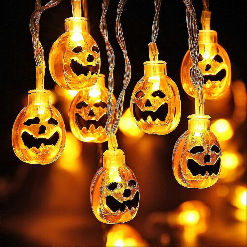 Halloween String Lights 30 LED Pumpkin Orange 10.8ft 3D Plastic Indoor Decor